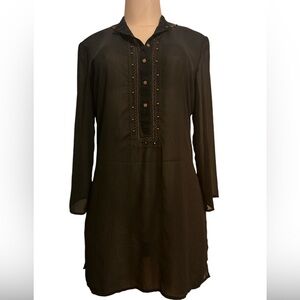 NEW YORK & COMPANY Black sheer embroidered dress...Long sleeve blouse Size S